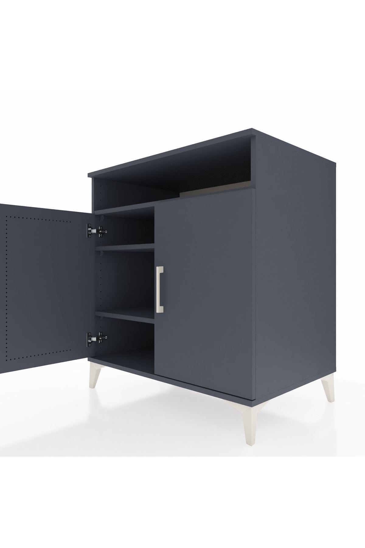 Kronos Şifonyer 3 Raflı 2 Kapaklı 88x59x96 Antrasit-Antrasit