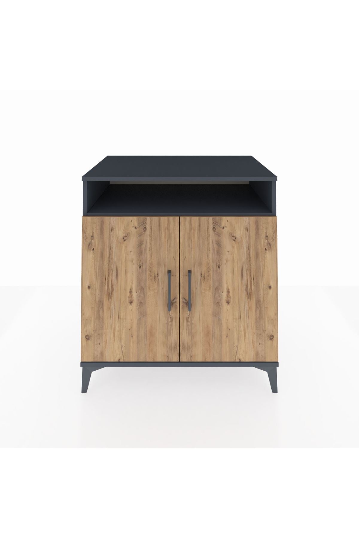 Kronos Şifonyer 3 Raflı 2 Kapaklı 88x59x96 Antrasit-Çam