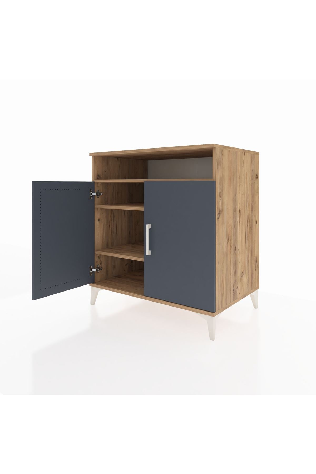 Kronos Şifonyer 3 Raflı 2 Kapaklı 88x59x96 Çam-Antrasit