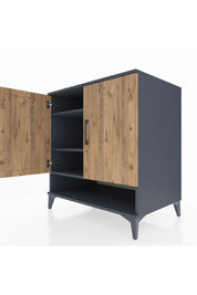 Kronos Şifonyer 3 Raflı 2 Kapaklı 88x59x96 Antrasit-Çam