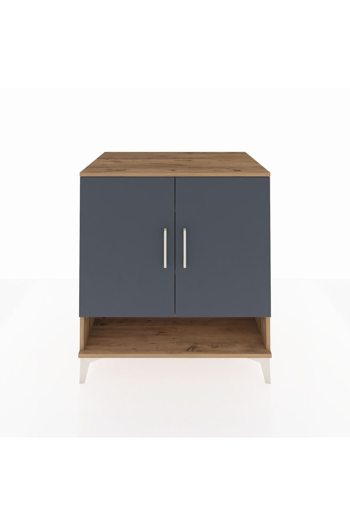 Kronos Şifonyer 3 Raflı 2 Kapaklı 88x59x96 Çam-Antrasit