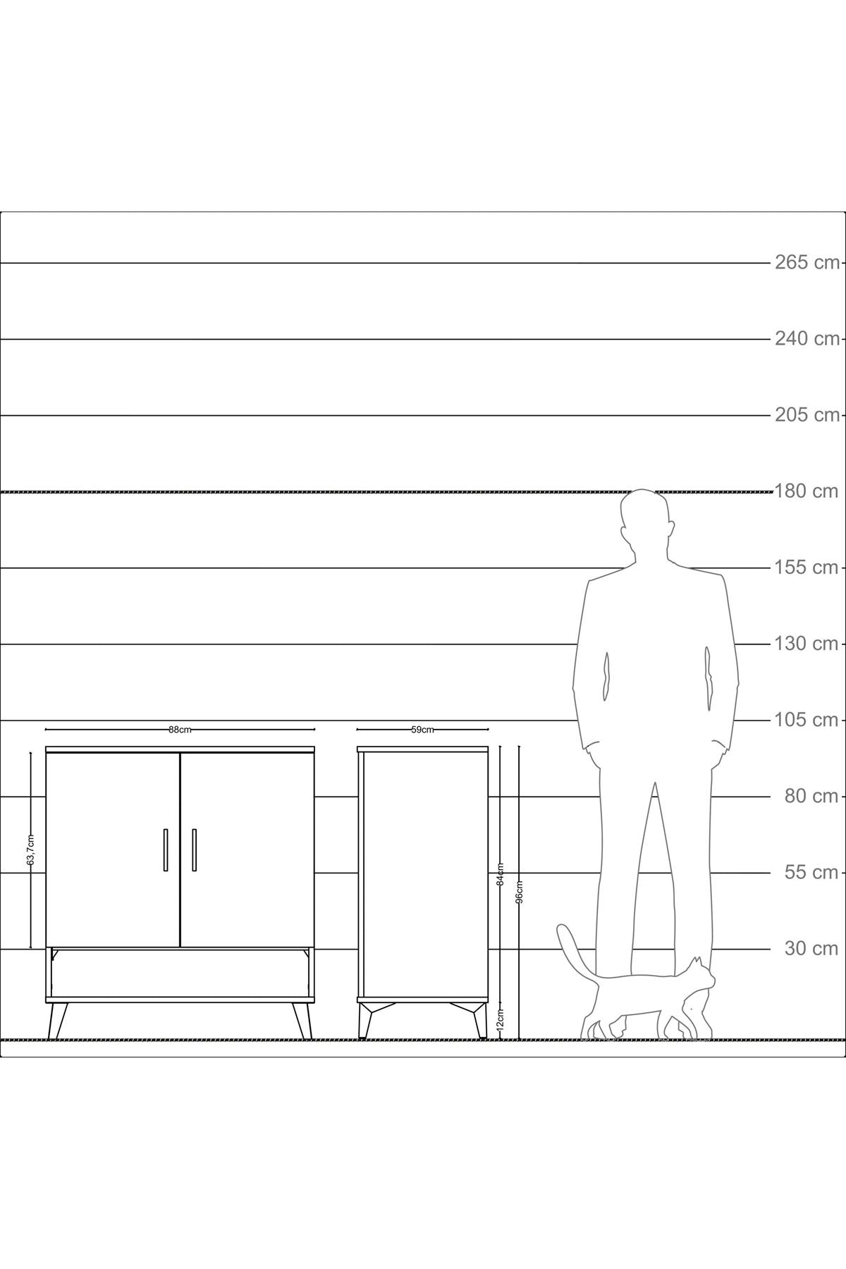 Kronos Şifonyer 3 Raflı 2 Kapaklı 88x59x96 Çam-Aytaşı