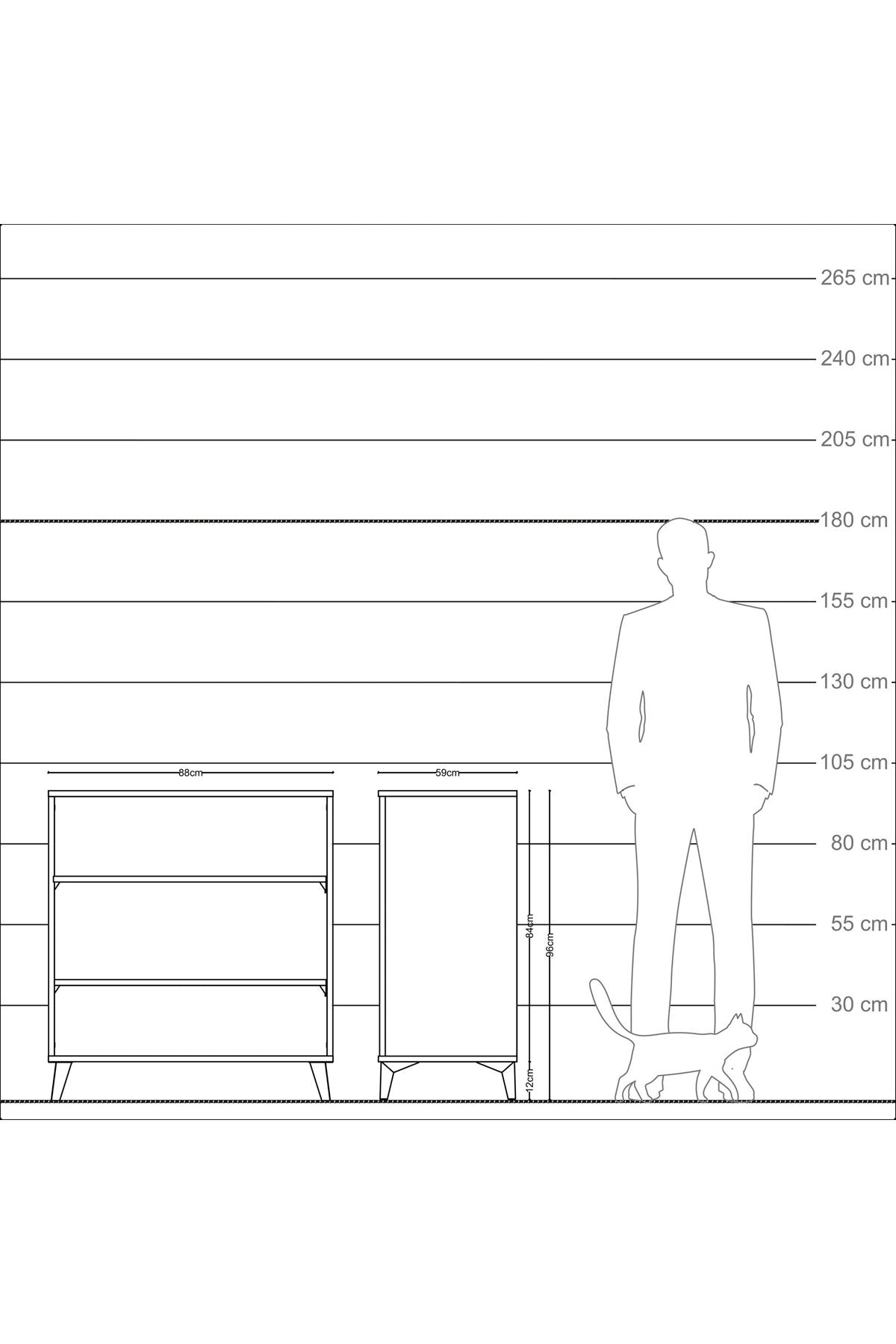 Kronos Şifonyer 2 Raflı 88x59x96 Aytaşı-Antrasit
