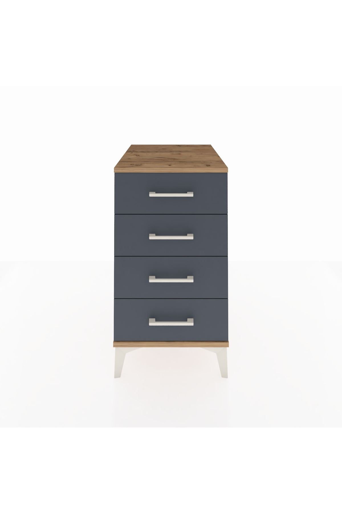 Kronos Komodin 4 Çekmeceli 44x59x80 Çam-Antrasit