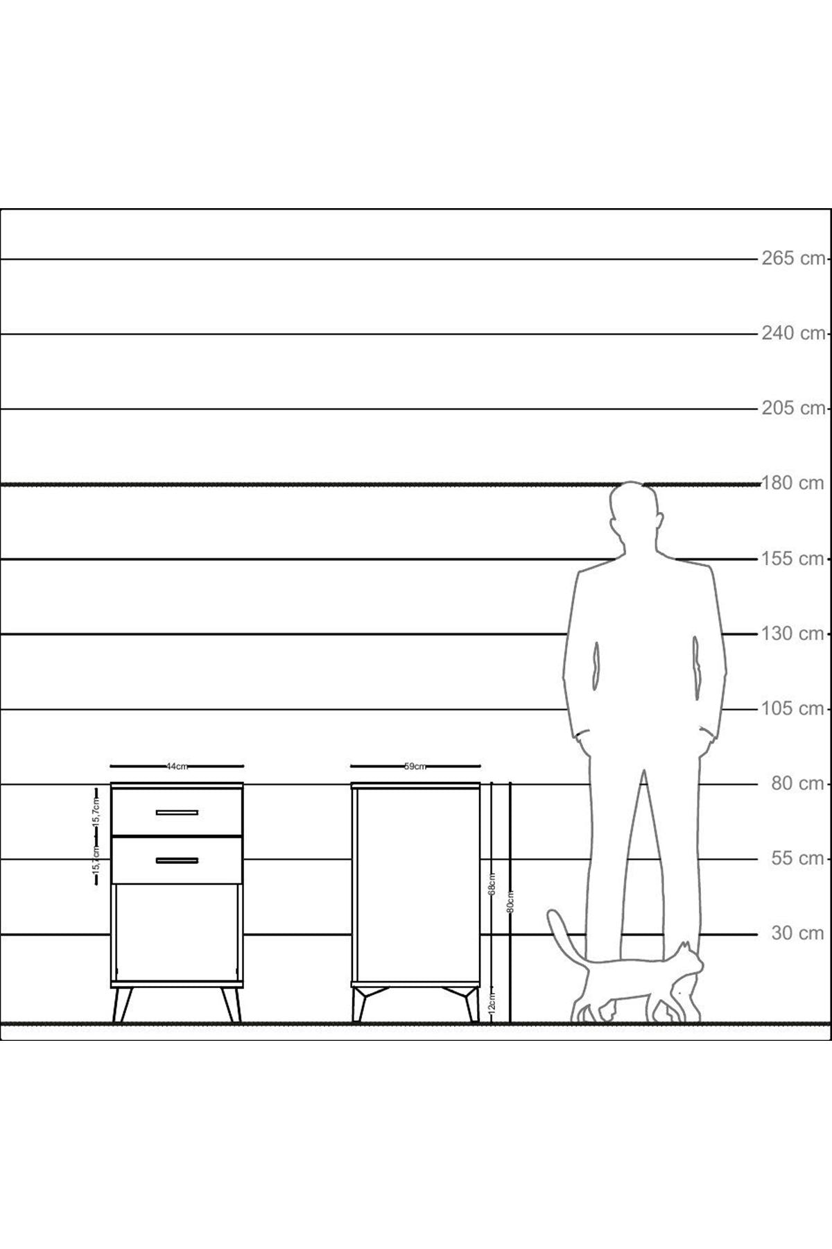 Kronos Komodin 2 Çekmeceli 44x59x80 Antrasit-Aytaşı