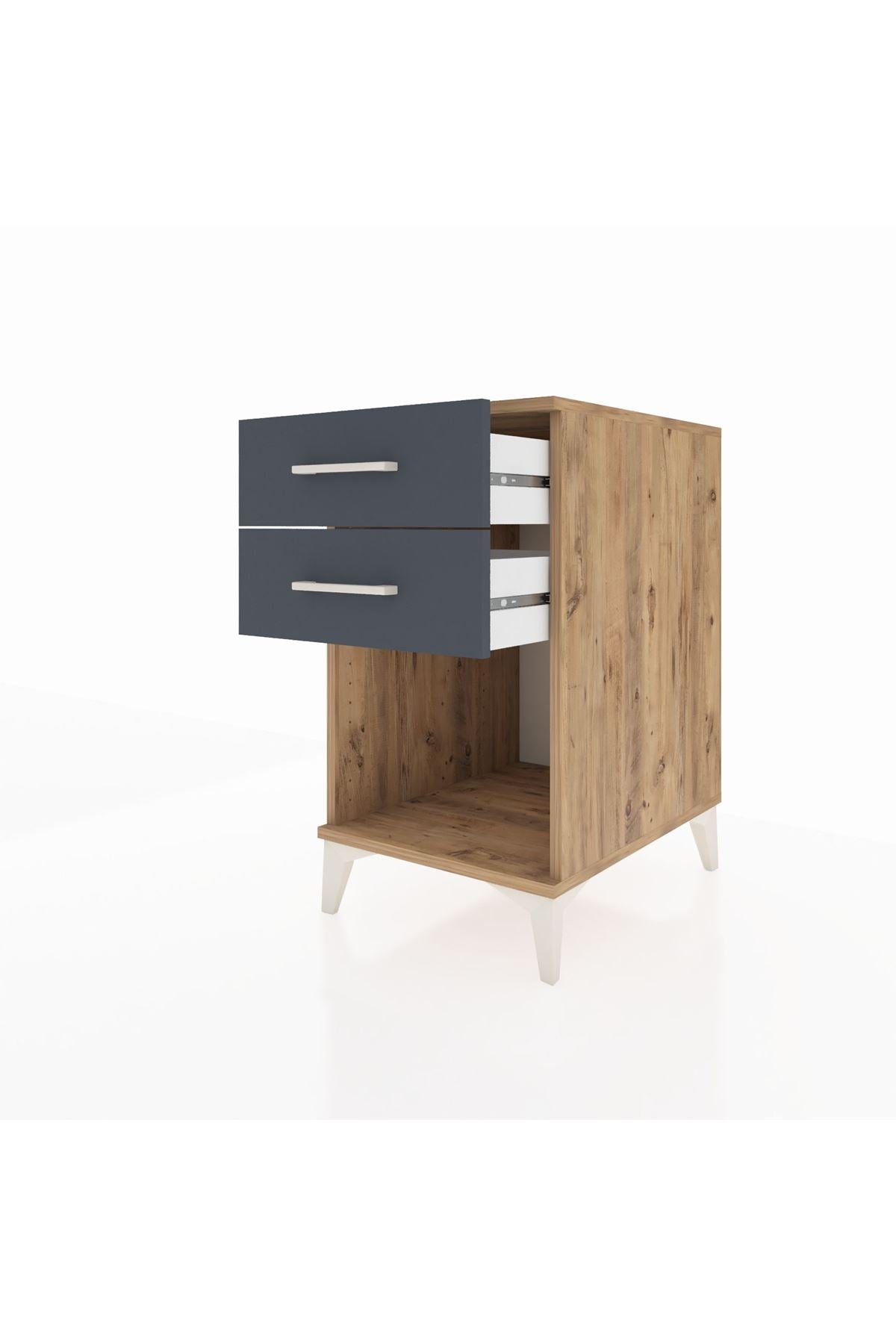 Kronos Komodin 2 Çekmeceli 44x59x80 Çam-Antrasit