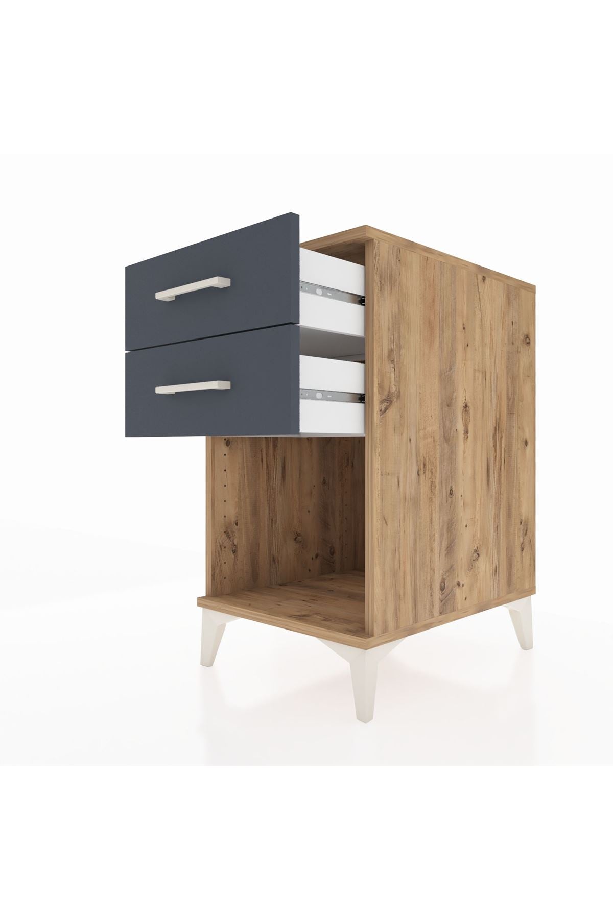 Kronos Komodin 2 Çekmeceli 44x59x80 Çam-Antrasit