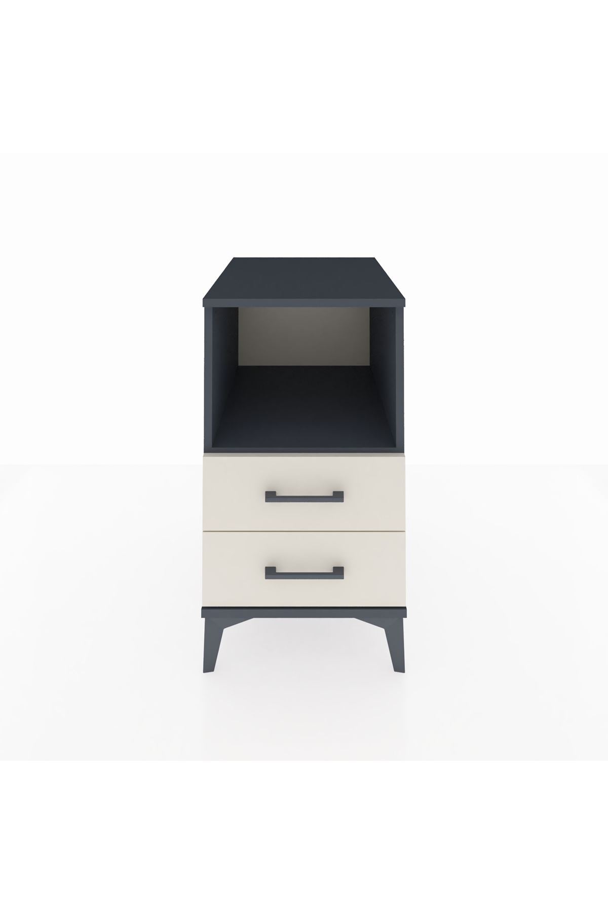 Kronos Komodin Tek Raflı 2 Çekmeceli 44x59x80 Antrasit-Aytaşı