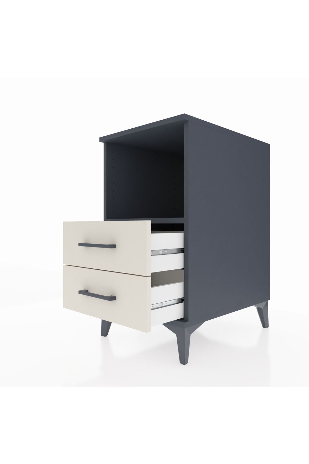 Kronos Komodin Tek Raflı 2 Çekmeceli 44x59x80 Antrasit-Aytaşı