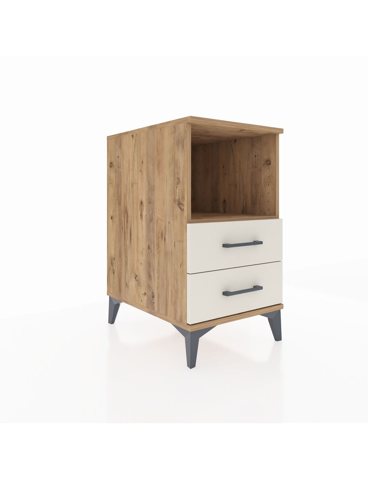 Kronos Komodin Tek Raflı 2 Çekmeceli 44x59x80 Çam-Aytaşı