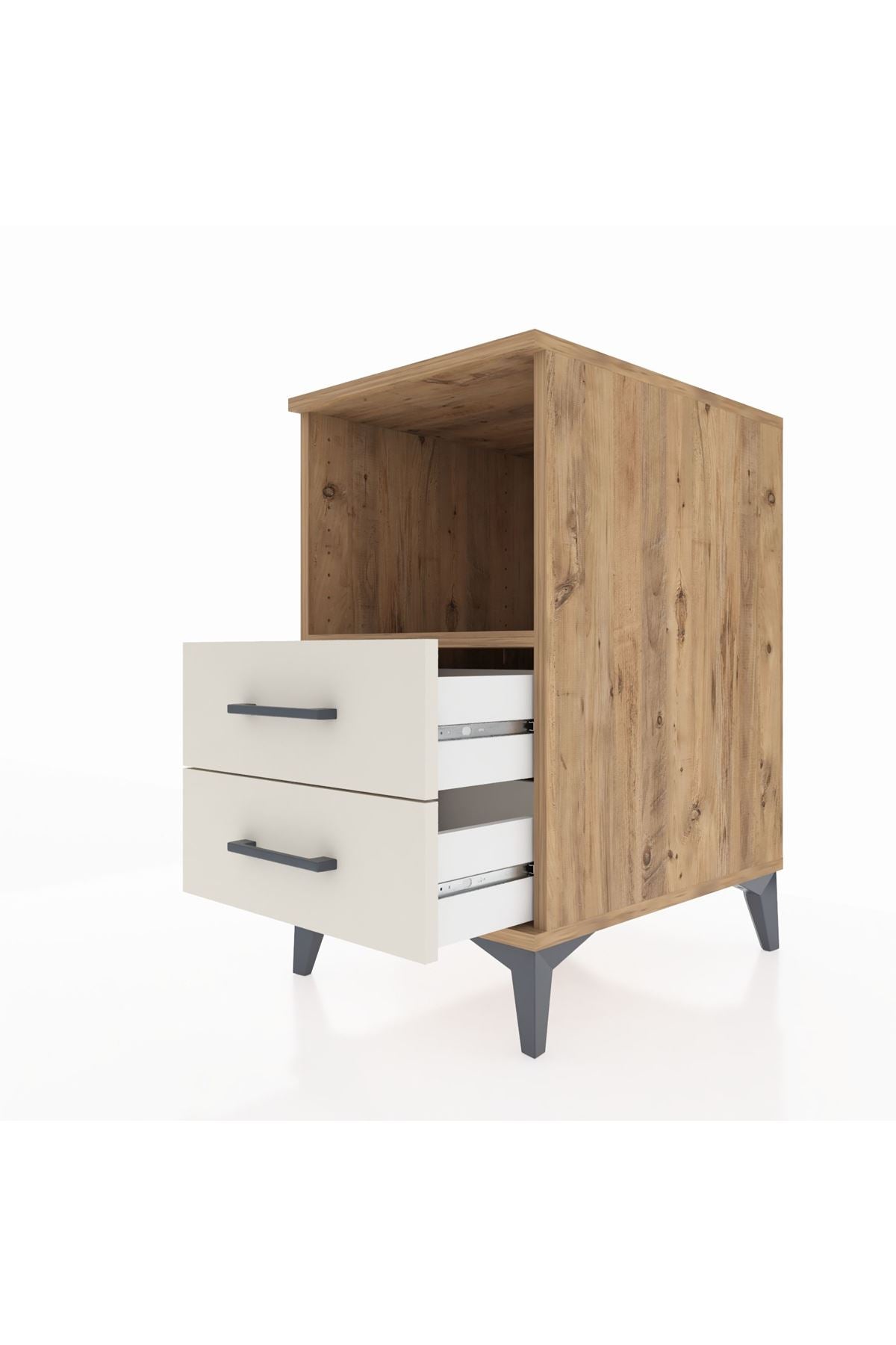 Kronos Komodin Tek Raflı 2 Çekmeceli 44x59x80 Çam-Aytaşı