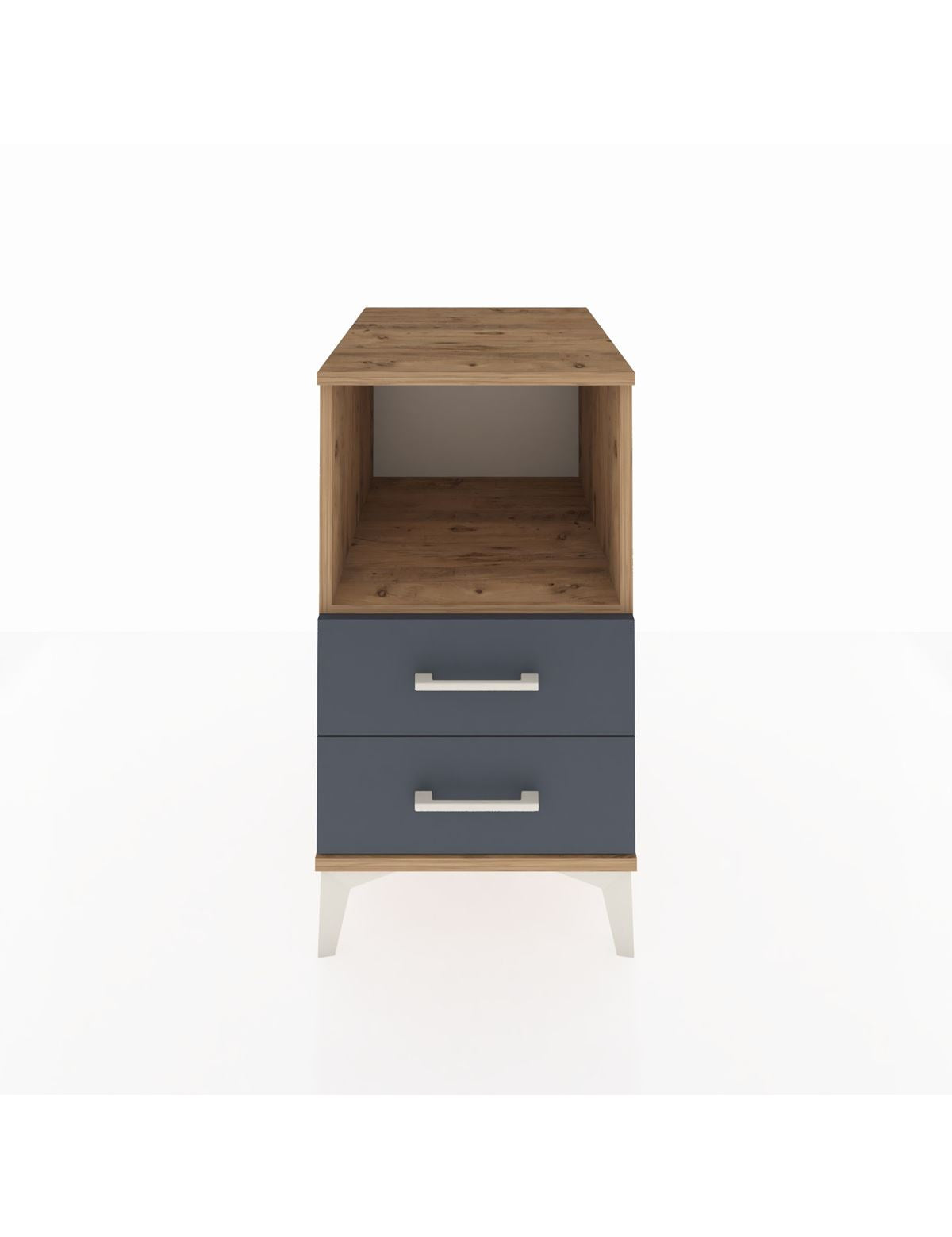 Kronos Komodin Tek Raflı 2 Çekmeceli 44x59x80 Çam-Antrasit