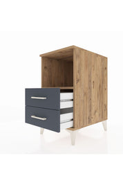 Kronos Komodin Tek Raflı 2 Çekmeceli 44x59x80 Çam-Antrasit