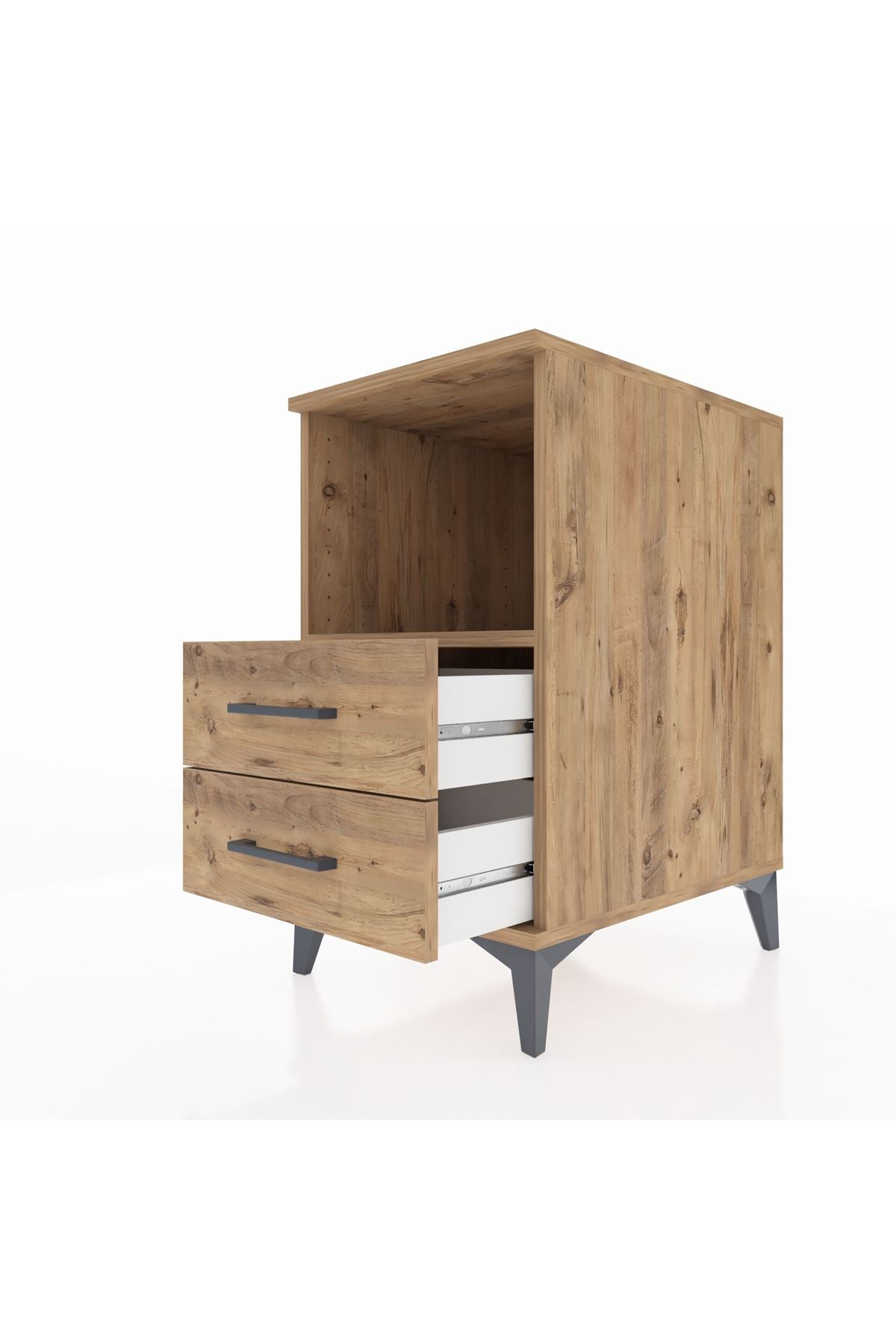 Kronos Komodin Tek Raflı 2 Çekmeceli 44x59x80 Çam-Çam