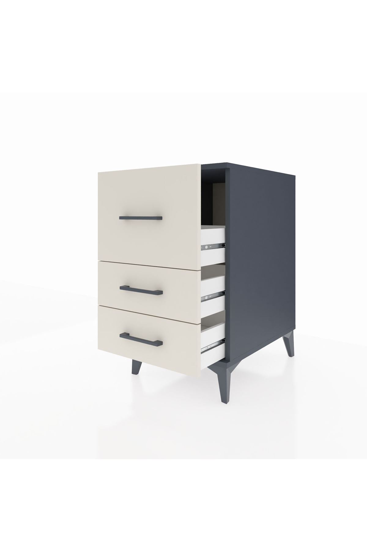 Kronos Komodin 3 Çekmeceli 44x59x80 Antrasit-Aytaşı