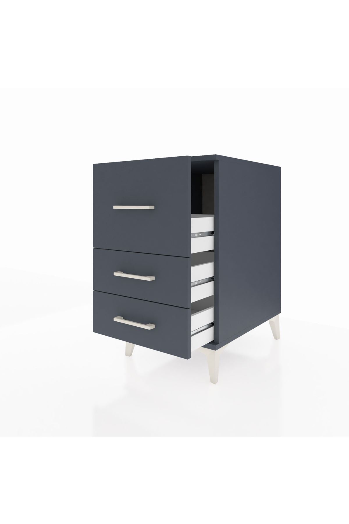 Kronos Komodin 3 Çekmeceli 44x59x80 Antrasit-Antrasit