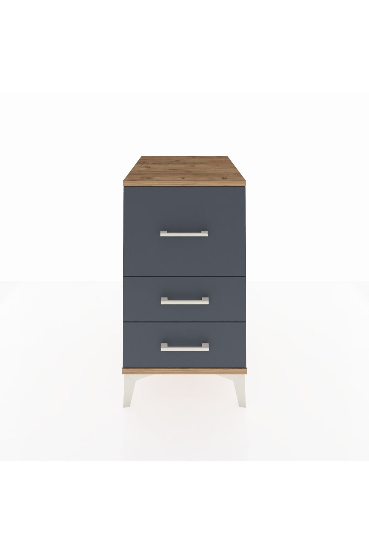 Kronos Komodin 3 Çekmeceli 44x59x80 Çam-Antrasit