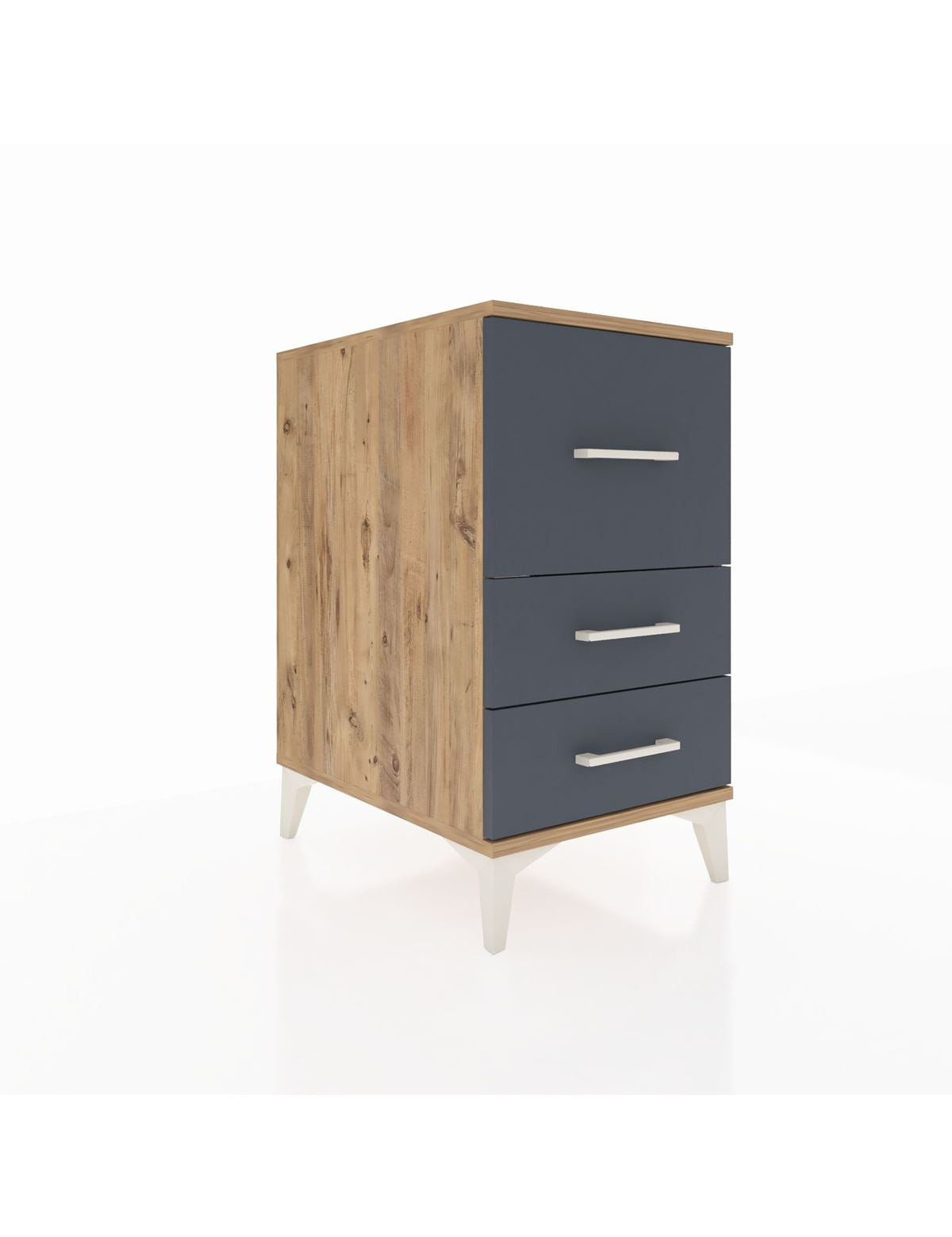 Kronos Komodin 3 Çekmeceli 44x59x80 Çam-Antrasit