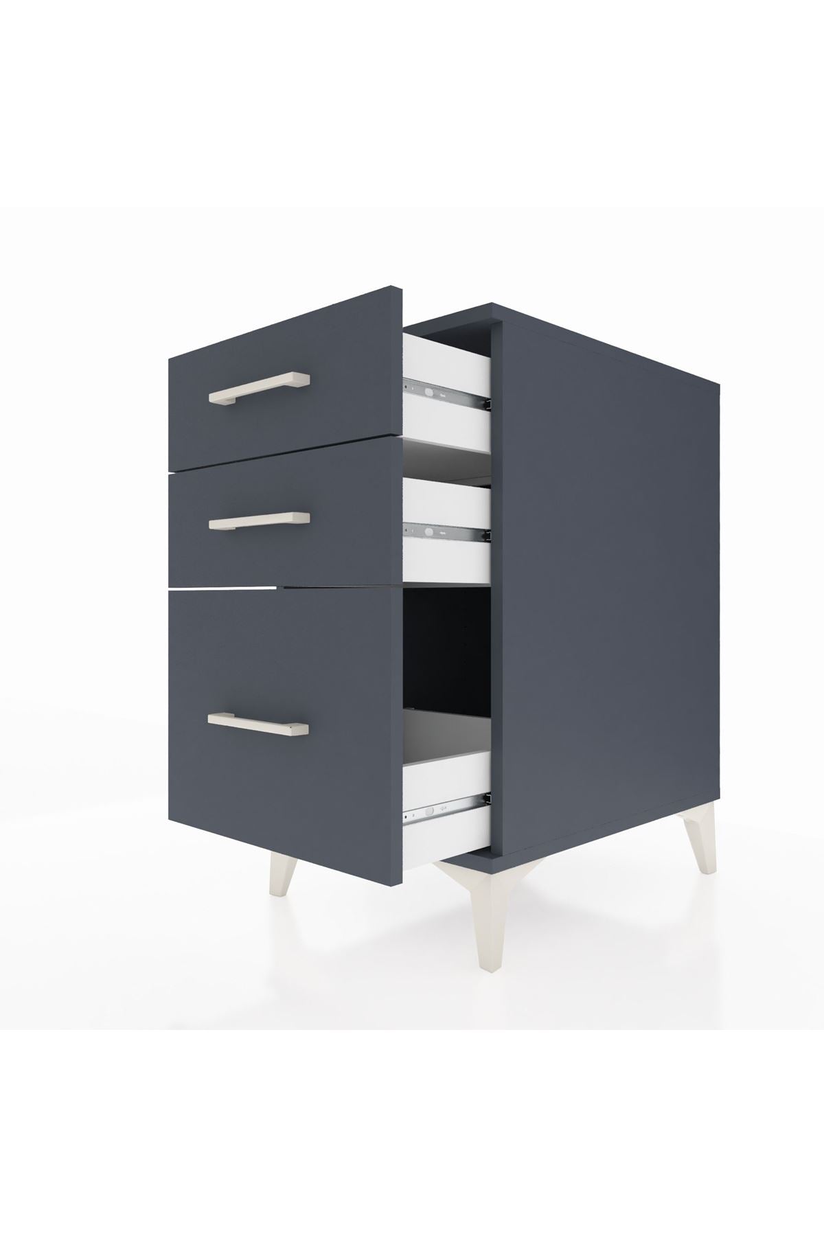 Kronos Komodin 3 Çekmeceli 44x59x80 Antrasit-Antrasit