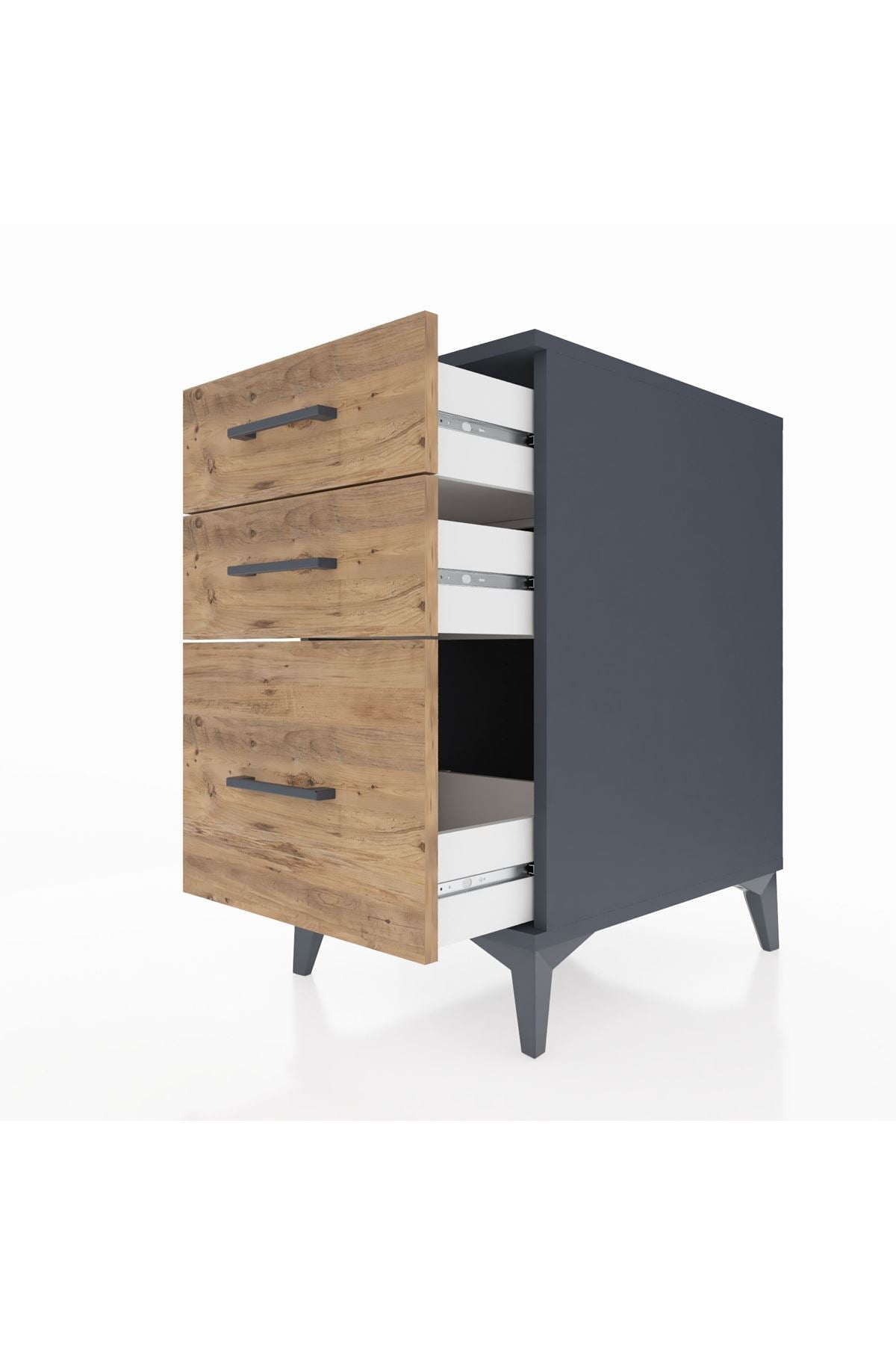 Kronos Komodin 3 Çekmeceli 44x59x80 Antrasit-Çam