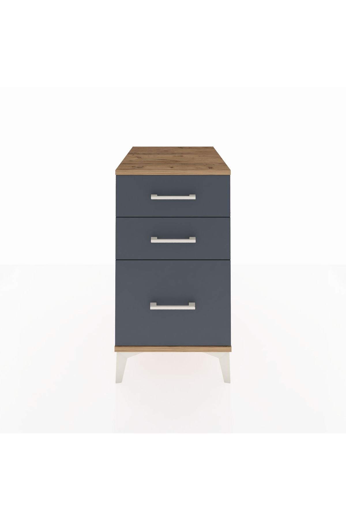 Kronos Komodin 3 Çekmeceli 44x59x80 Çam-Antrasit