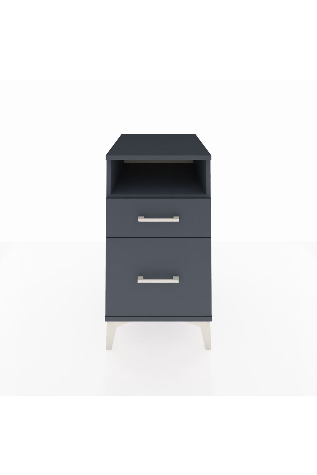 Kronos Komodin Tek Raflı 2 Çekmeceli 44x59x80 Antrasit-Antrasit