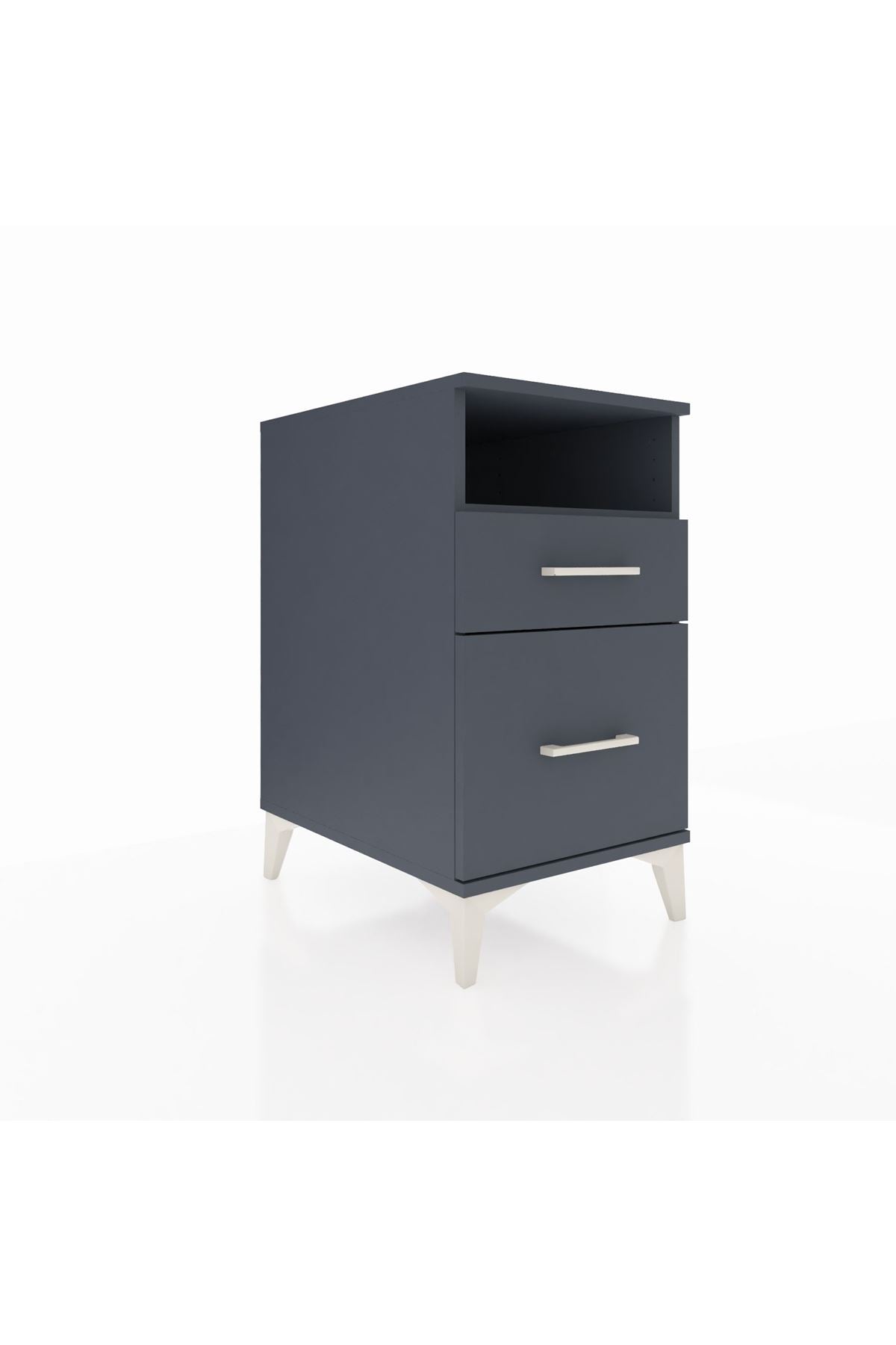 Kronos Komodin Tek Raflı 2 Çekmeceli 44x59x80 Antrasit-Antrasit