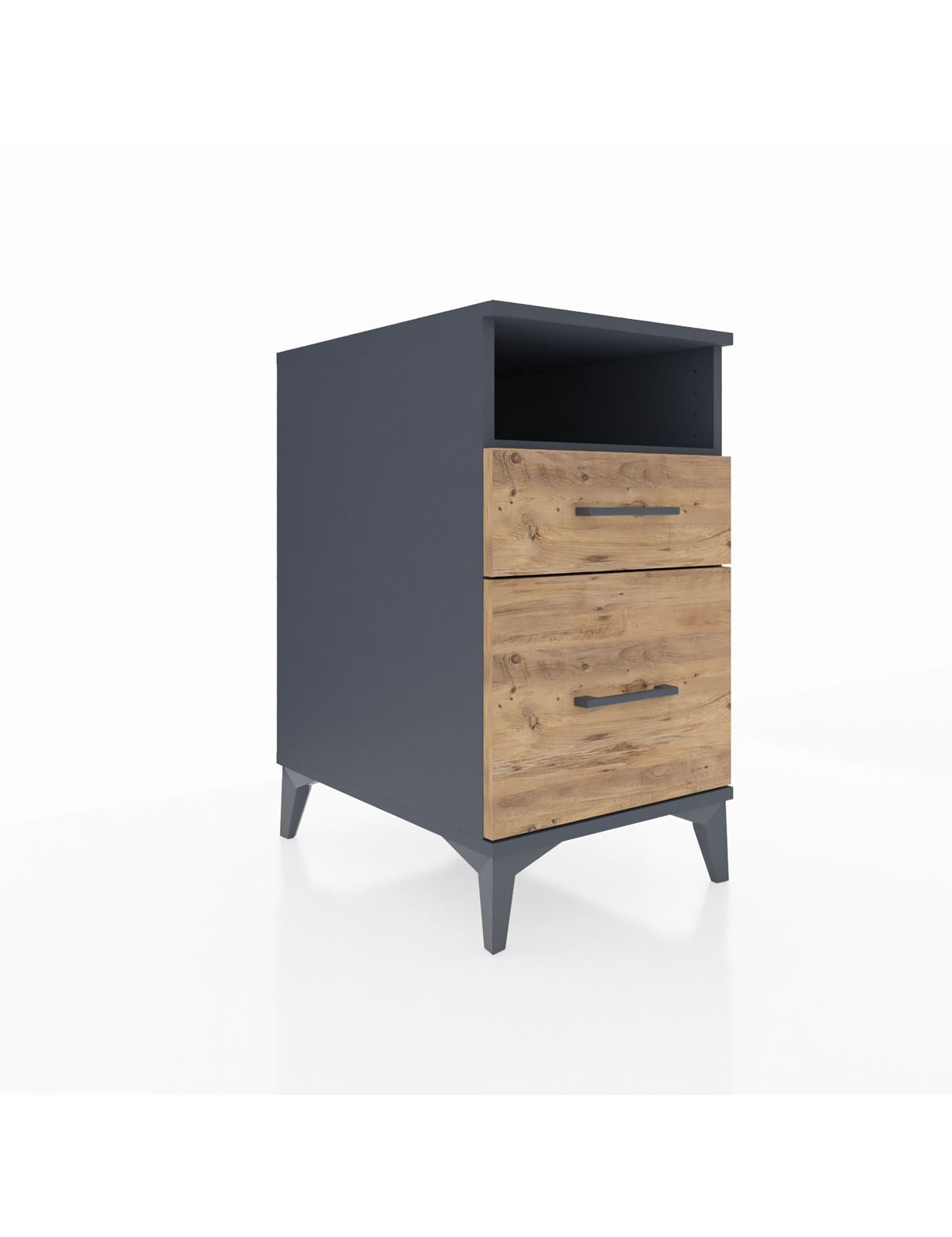 Kronos Komodin Tek Raflı 2 Çekmeceli 44x59x80 Antrasit-Çam