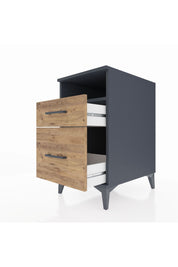 Kronos Komodin Tek Raflı 2 Çekmeceli 44x59x80 Antrasit-Çam