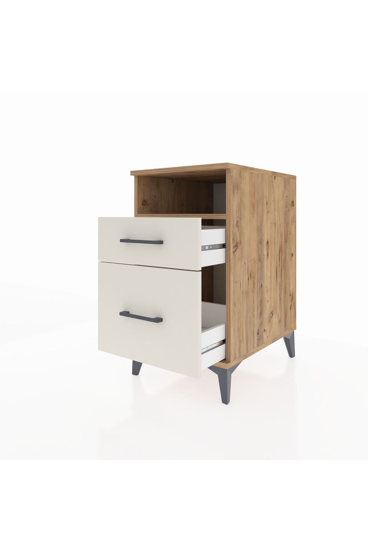 Kronos Komodin Tek Raflı 2 Çekmeceli 44x59x80 Çam-Aytaşı