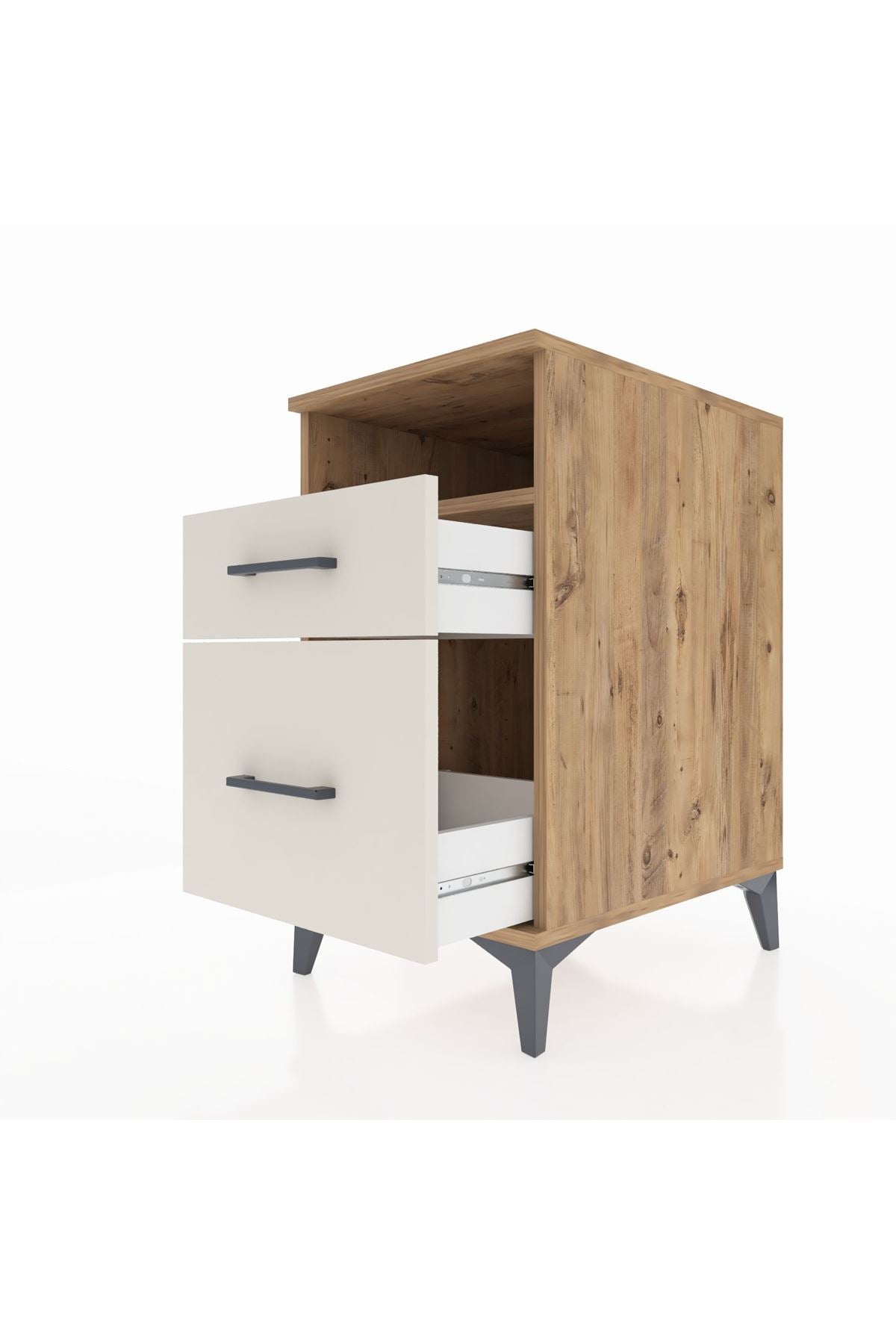 Kronos Komodin Tek Raflı 2 Çekmeceli 44x59x80 Çam-Aytaşı