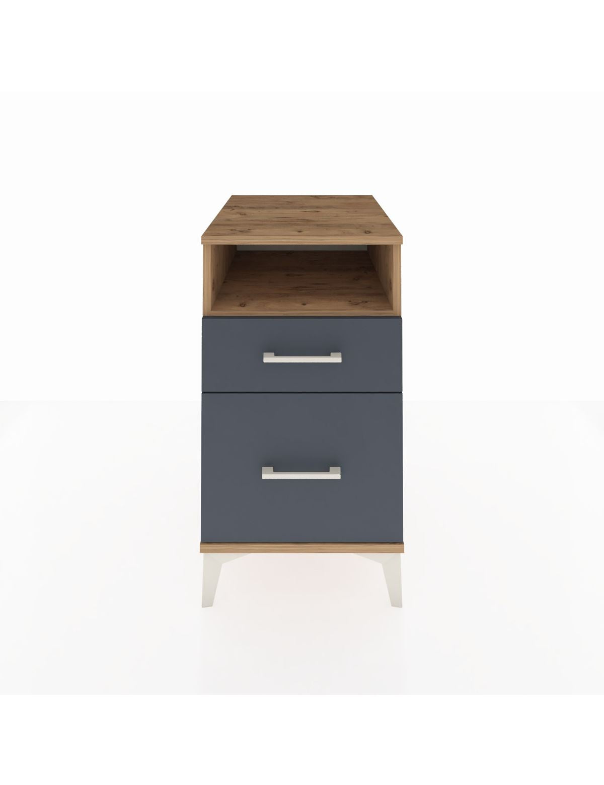 Kronos Komodin Tek Raflı 2 Çekmeceli 44x59x80 Çam-Antrasit