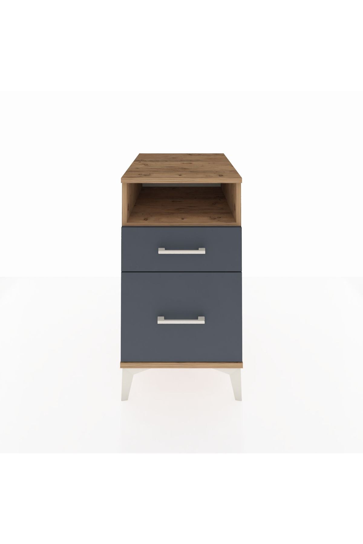 Kronos Komodin Tek Raflı 2 Çekmeceli 44x59x80 Çam-Antrasit