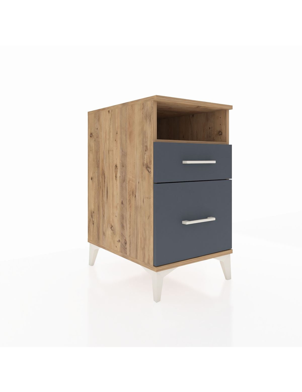 Kronos Komodin Tek Raflı 2 Çekmeceli 44x59x80 Çam-Antrasit