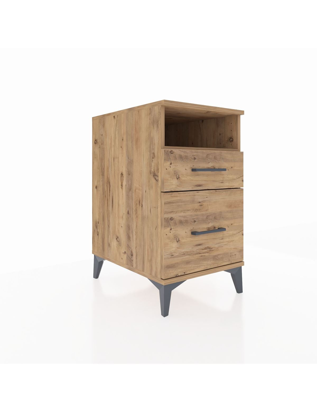 Kronos Komodin Tek Raflı 2 Çekmeceli 44x59x80 Çam-Çam