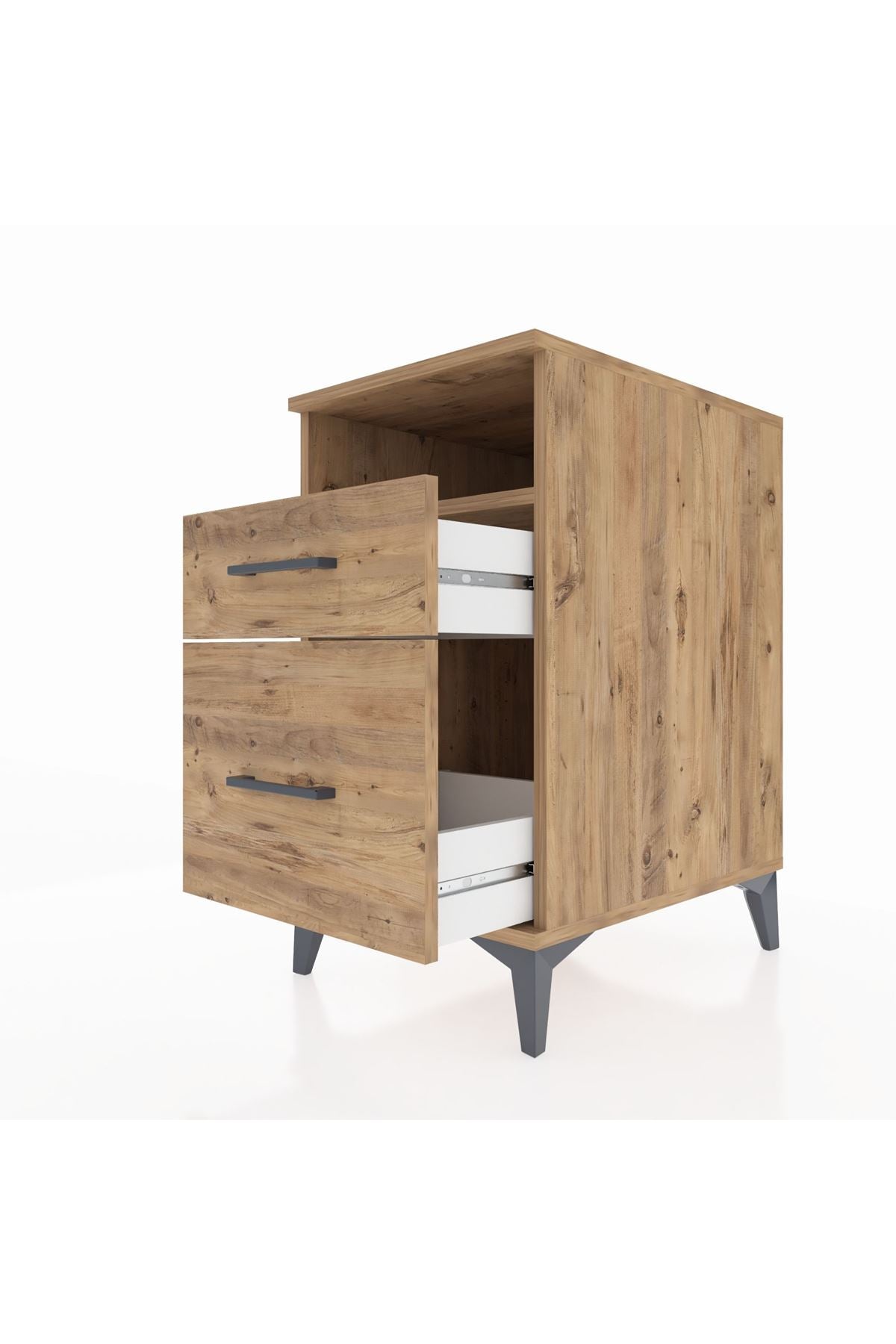 Kronos Komodin Tek Raflı 2 Çekmeceli 44x59x80 Çam-Çam