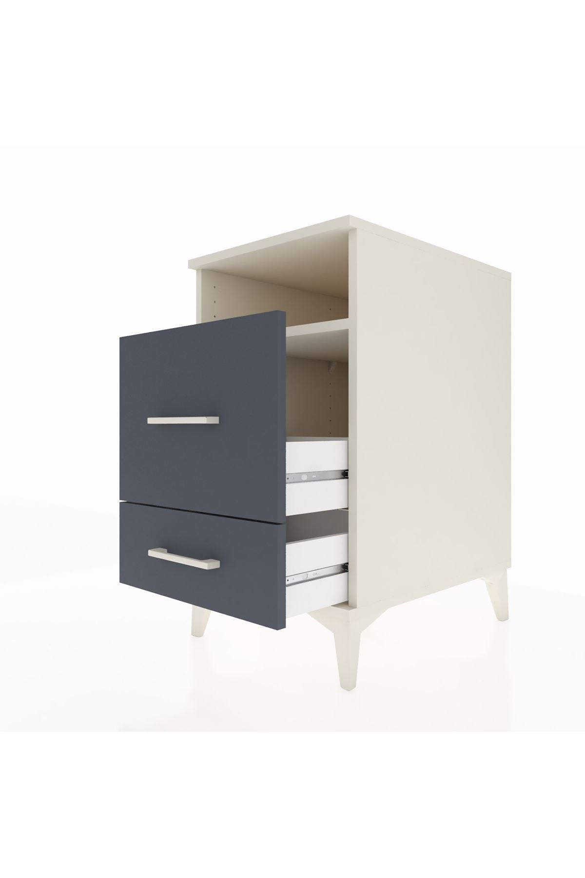 Kronos Komodin Tek Raflı 2 Çekmeceli 44x59x80 Aytaşı-Antrasit