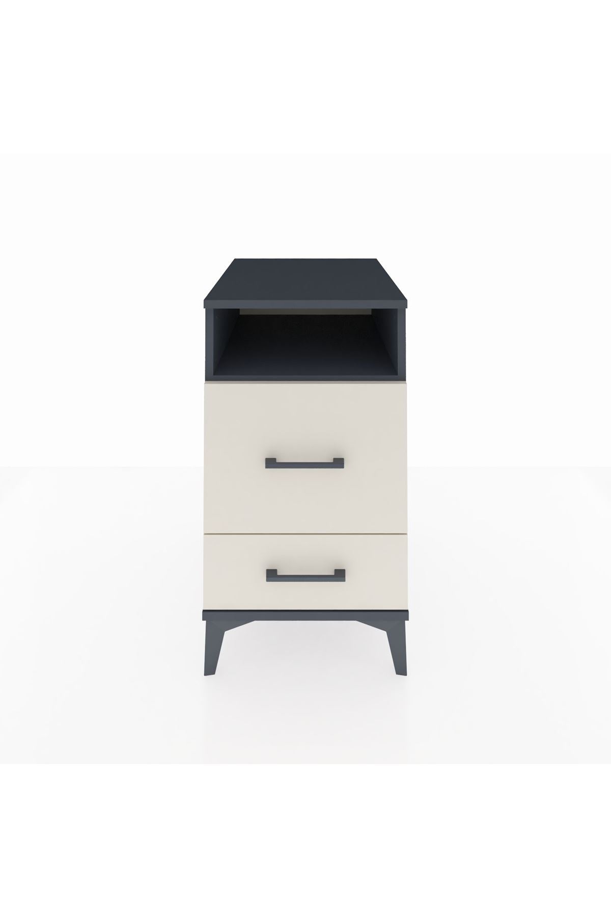 Kronos Komodin Tek Raflı 2 Çekmeceli 44x59x80 Antrasit-Aytaşı