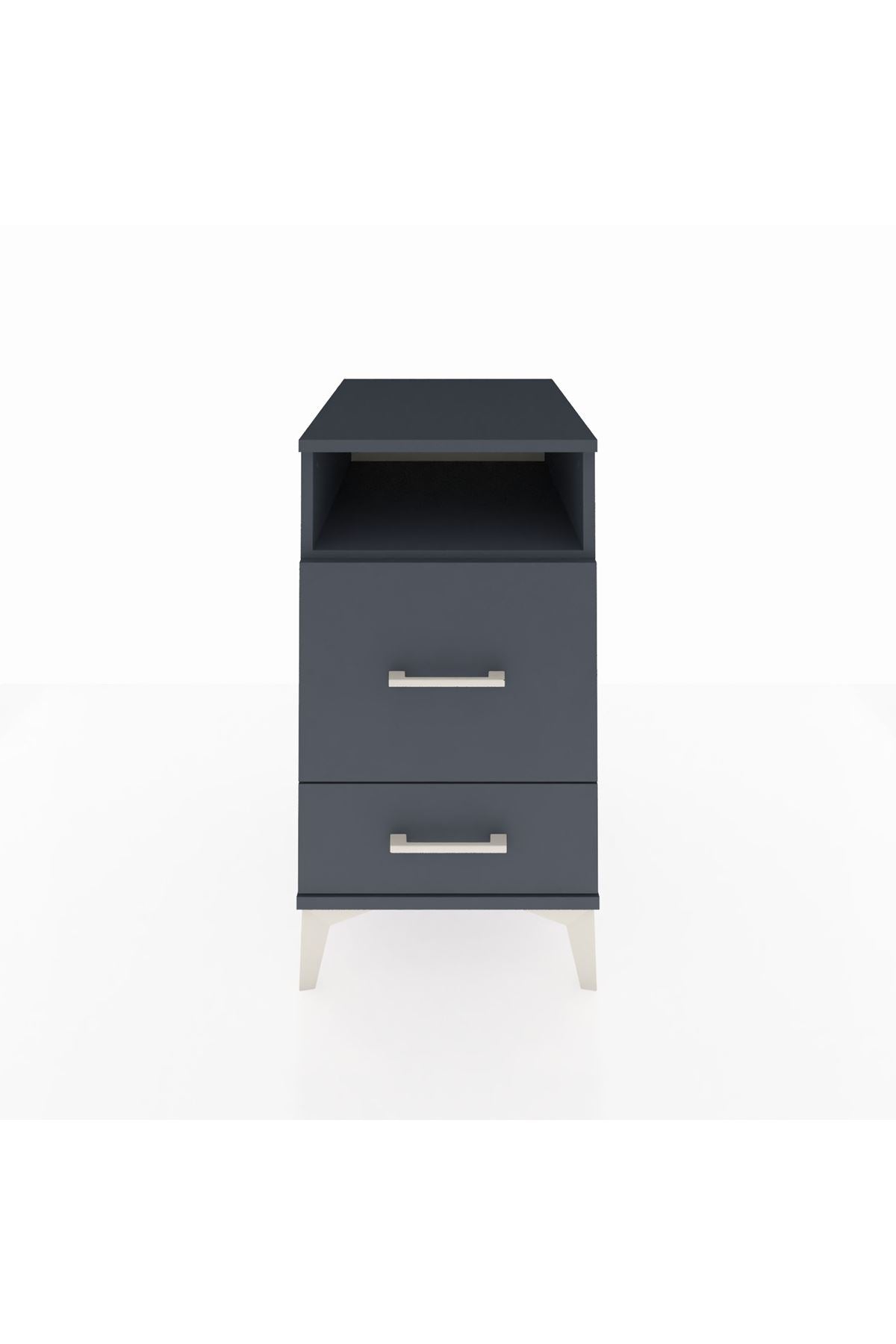 Kronos Komodin Tek Raflı 2 Çekmeceli 44x59x80 Antrasit-Antrasit