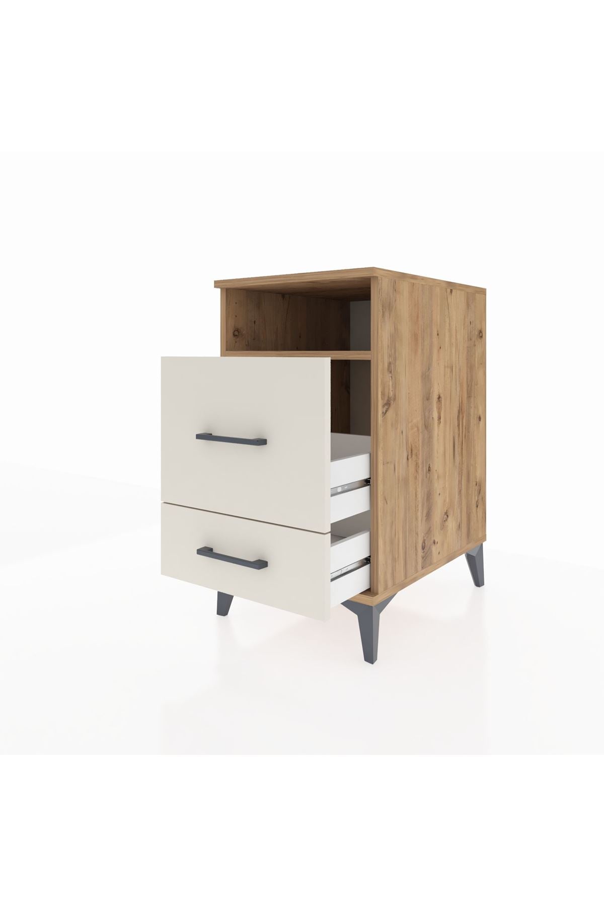 Kronos Komodin Tek Raflı 2 Çekmeceli 44x59x80 Çam-Aytaşı