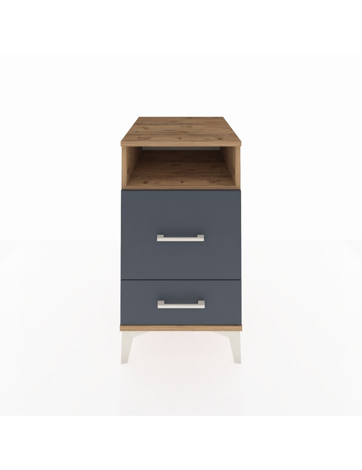 Kronos Komodin Tek Raflı 2 Çekmeceli 44x59x80 Çam-Antrasit