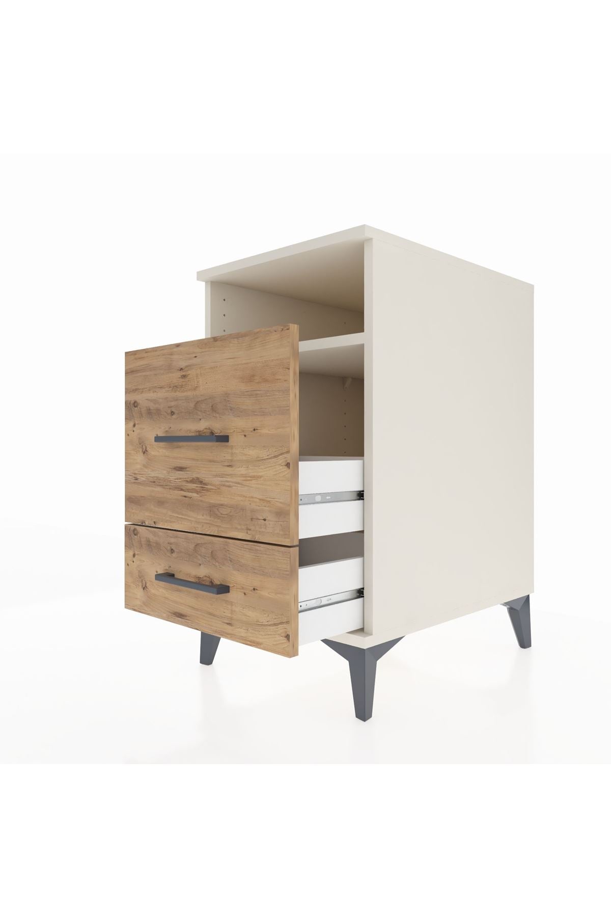 Kronos Komodin Tek Raflı 2 Çekmeceli 44x59x80 Aytaşı-Çam