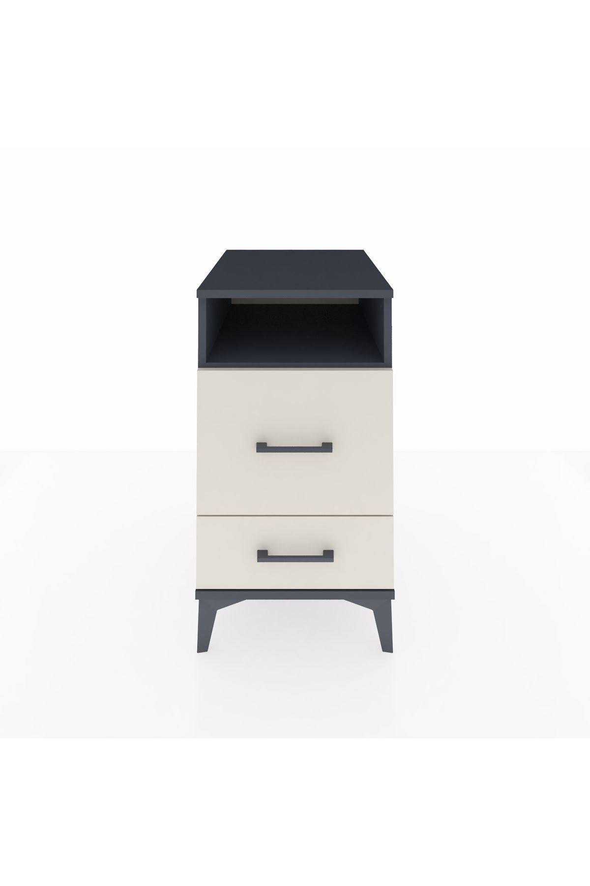 Kronos Komodin Tek Raflı 2 Çekmeceli 44x59x80 Antrasit-Aytaşı