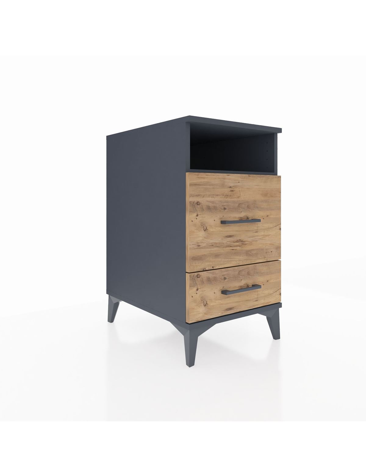 Kronos Komodin Tek Raflı 2 Çekmeceli 44x59x80 Antrasit-Çam