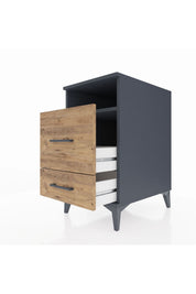 Kronos Komodin Tek Raflı 2 Çekmeceli 44x59x80 Antrasit-Çam