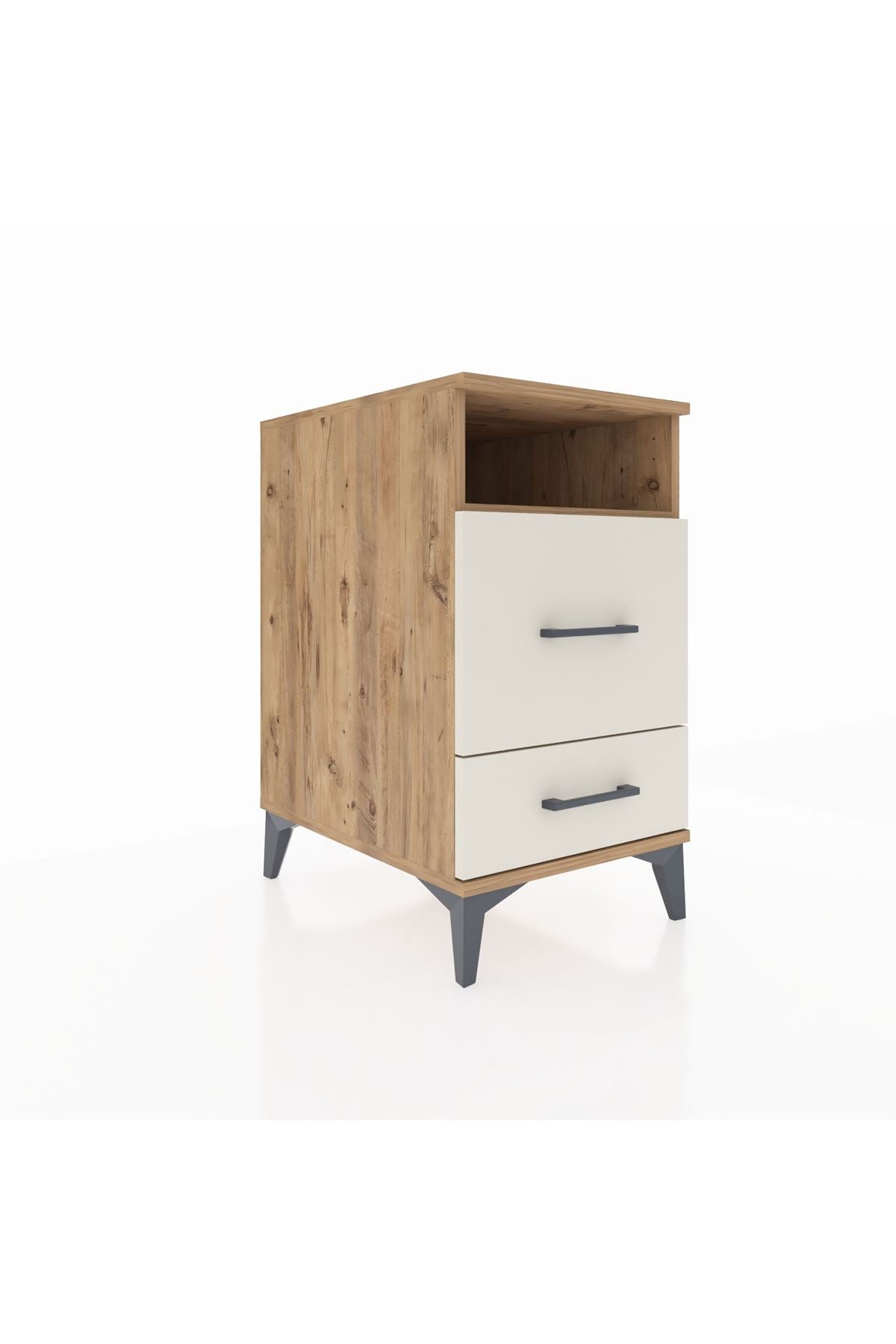 Kronos Komodin Tek Raflı 2 Çekmeceli 44x59x80 Çam-Aytaşı