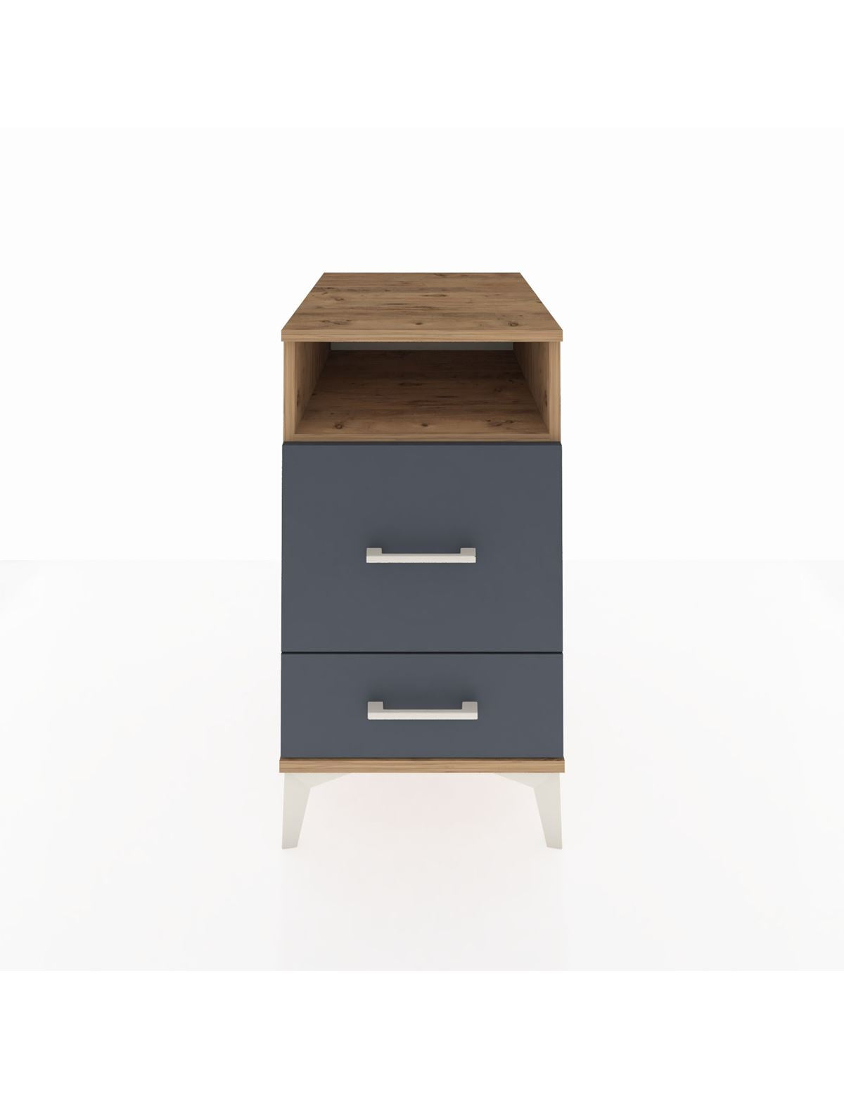 Kronos Komodin Tek Raflı 2 Çekmeceli 44x59x80 Çam-Antrasit