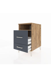 Kronos Komodin Tek Raflı 2 Çekmeceli 44x59x80 Çam-Antrasit