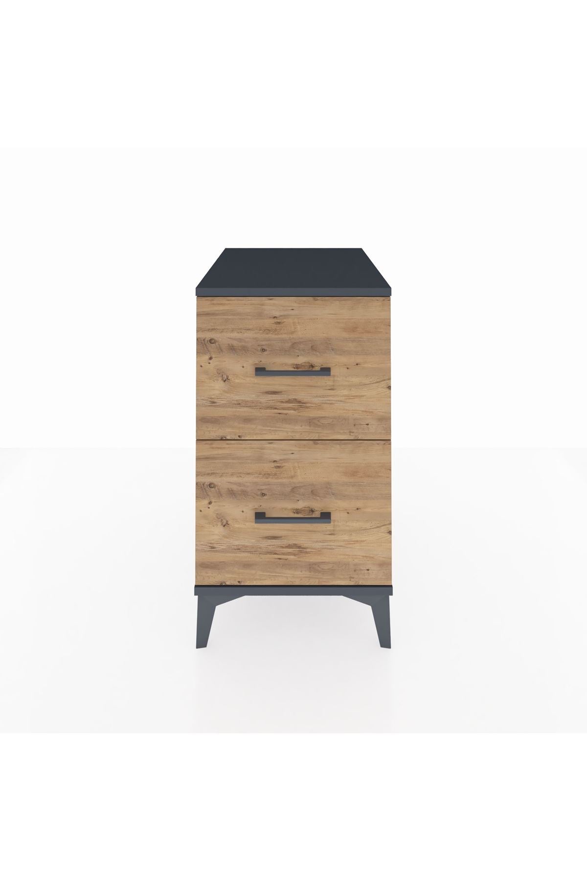 Kronos Komodin 2 Çekmeceli 44x59x80 Antrasit-Çam