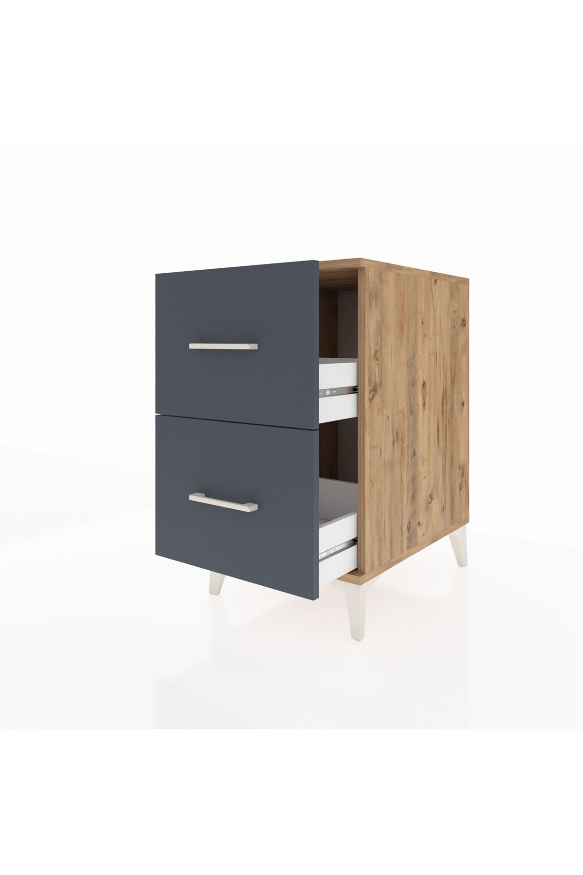 Kronos Komodin 2 Çekmeceli 44x59x80 Çam-Antrasit